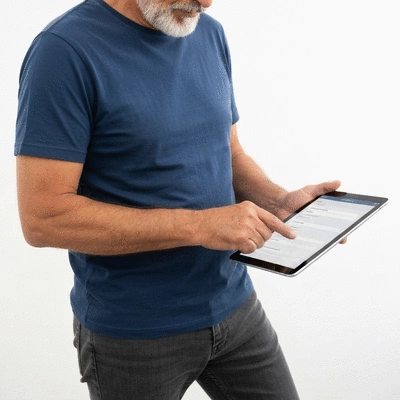 User submitting online form on tablet
