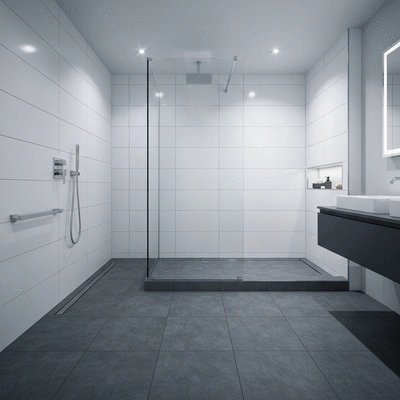 Modern bathroom with waterproofing materials