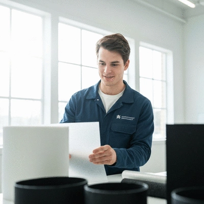 User examining waterproofing materials