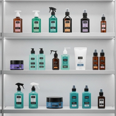 Modern waterproofing products displayed on a shelf