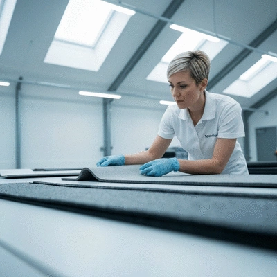 User inspecting waterproofing materials